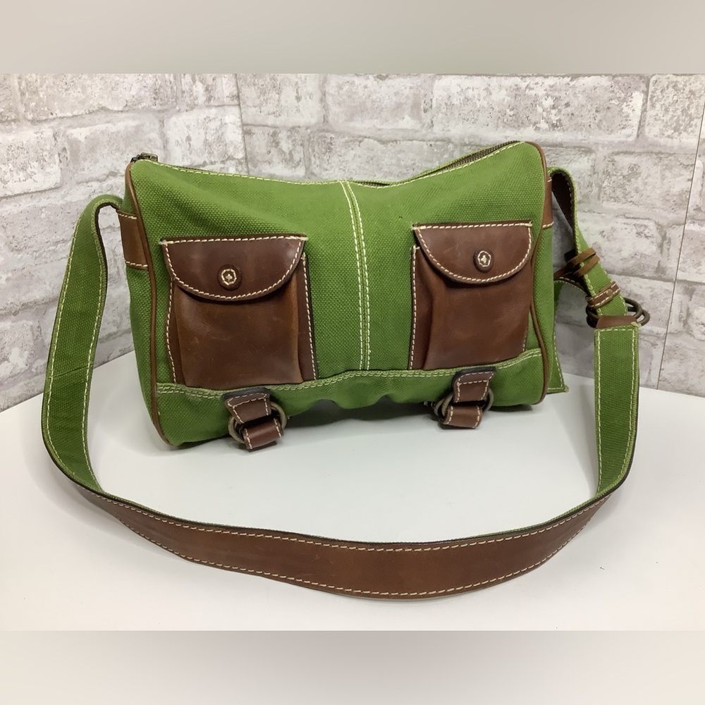 Vintage Latico Green Canvas Messenger Travel Bag Adjustable Crossbody Strap Rare